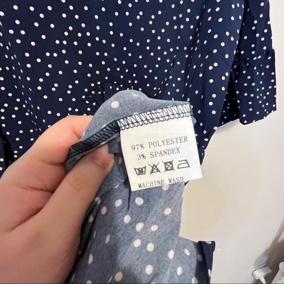 NWT Blue and White Polka Dot Ruffle Dress Women Size Small - Picture 10 of 14